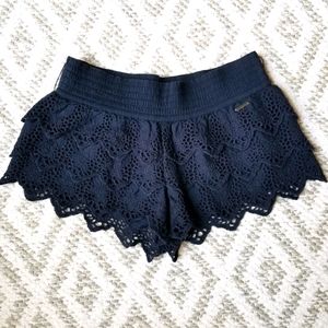 Hollister Navy Lined Crochet XS Shorts